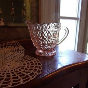 Buttons and Bows Pink Depression Glass Creamer